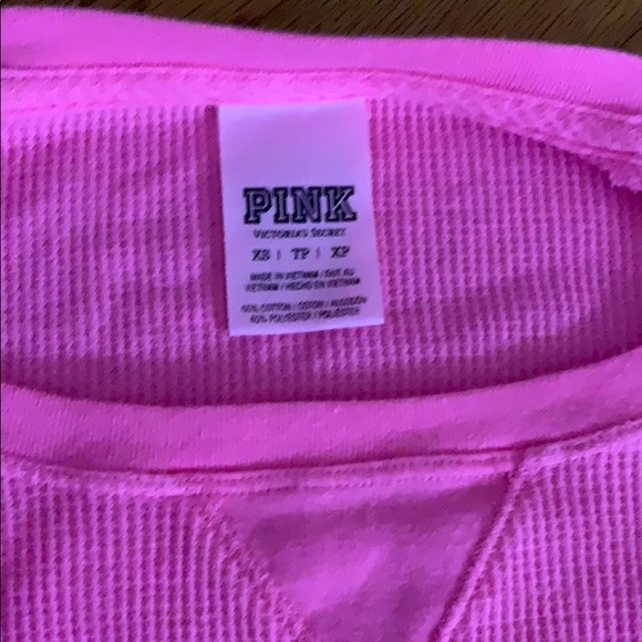 PINK neon pink waffle knit long sleeve top size XS - Picture 2 of 3